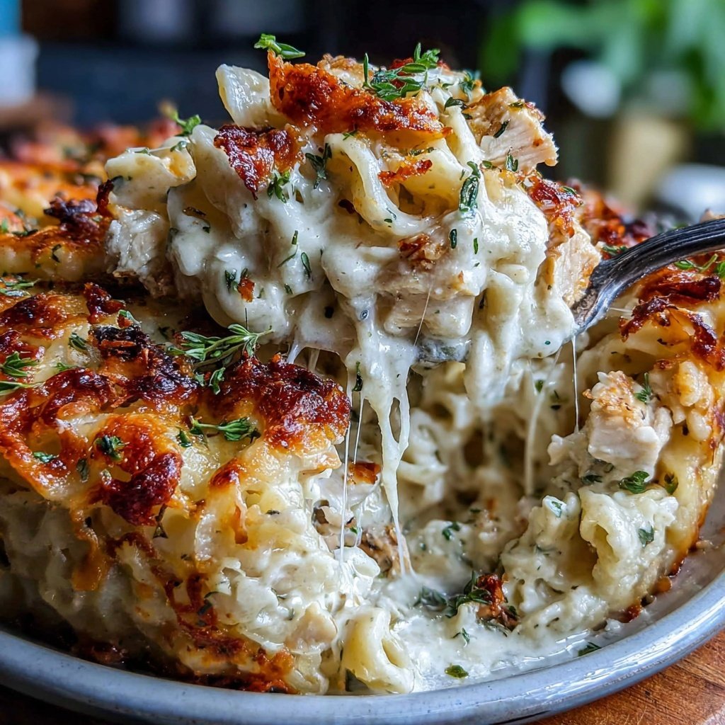 Creamy Garlic Chicken Pasta Bake